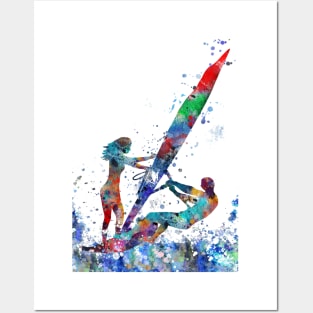 Windsurfing couple Posters and Art